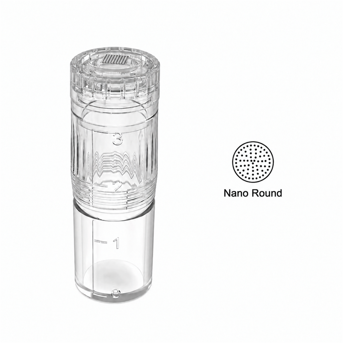 Cartuccia di ricambio Hydra Pen H3 e H5 Nano rotonda con serbatoio e diagramma della punta rotonda