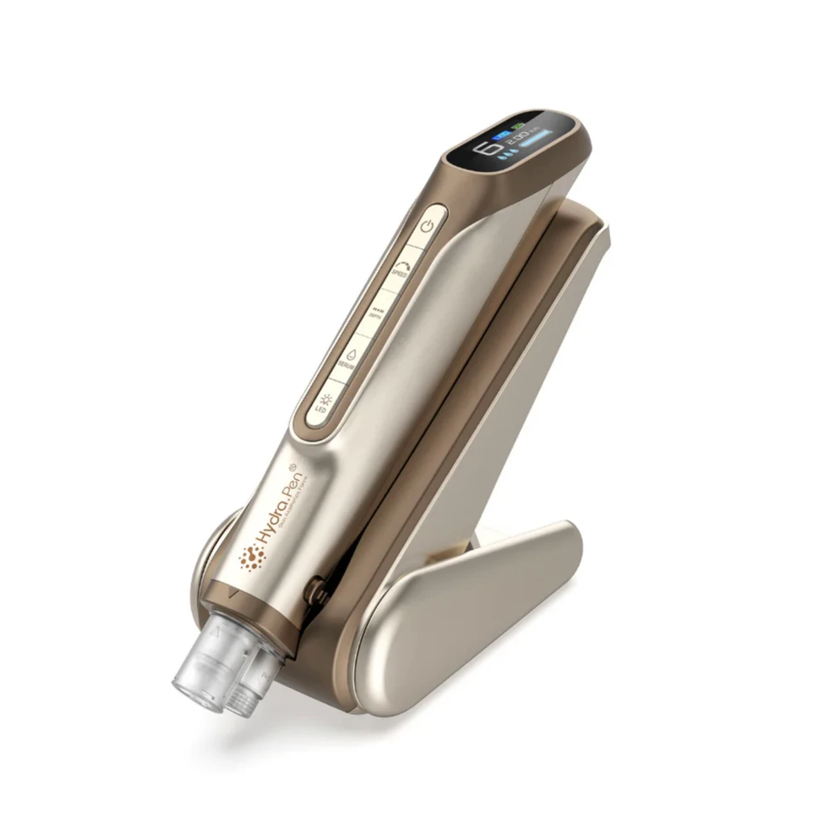Hydra Pen H6 in colore Champagne Gold con cartuccia montata e supporto manico abbinato