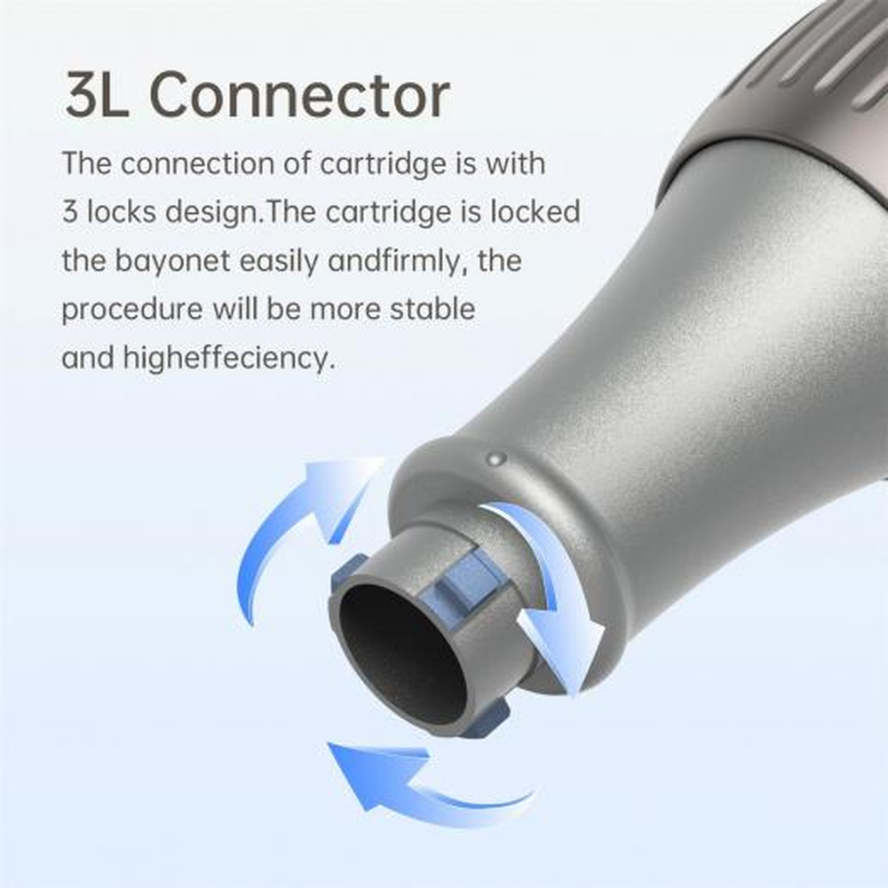 Connessione di blocco a tre punti della cartuccia del Dr. Pen M8s mostrata in dettaglio